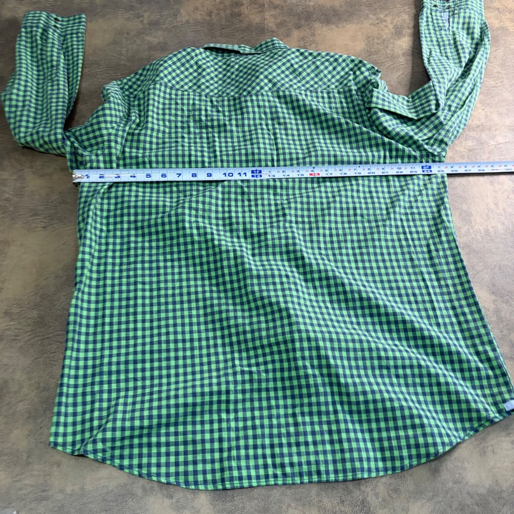American Eagle Button Down Shirt Mens XXL Lime Green Gingham Western Pearl Snap - Picture 5 of 10